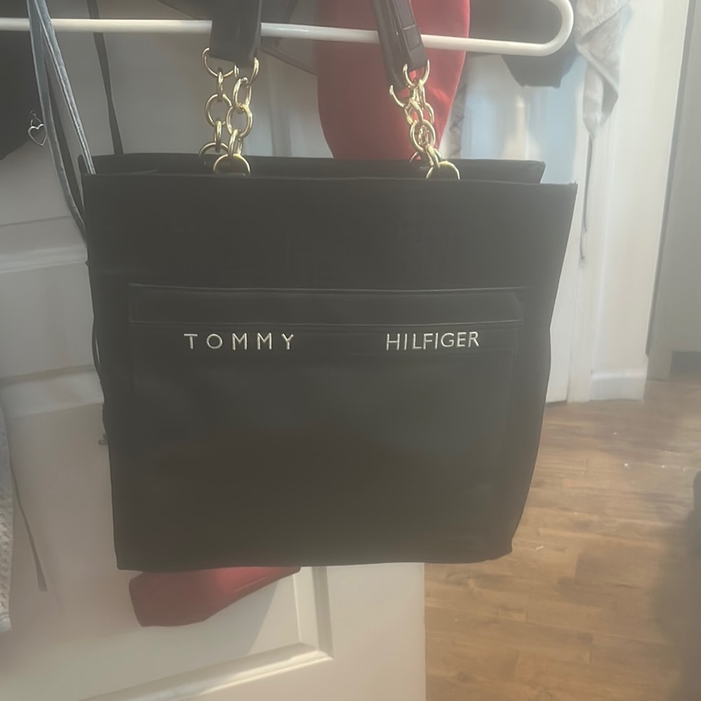 Tommy Hilfiger Black Handbag with Gold Accents